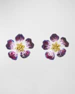 Image 1 of 5: Oscar de la Renta Hand-Painted Flower Earrings