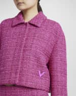 Image 6 of 7: Valentino Garavani V-Logo Metallic Paillette Tweed Jacket