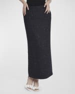 Image 1 of 5: Valentino Garavani Metallic Paillette Tweed Maxi Skirt