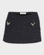 Image 1 of 7: Valentino Garavani V-Logo Metallic Tweed Mini Skirt