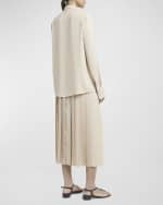 Image 3 of 7: Valentino Garavani Tonal V-Logo Print Scarf-Neck Silk Blouse