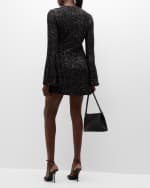 Image 3 of 6: FRAME Sequin Flutter-Sleeve Mini Dress