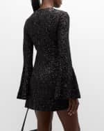 Image 4 of 6: FRAME Sequin Flutter-Sleeve Mini Dress