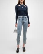 Image 5 of 6: FRAME The Snapped Denim Leggings