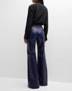 Image 3 of 6: FRAME Le Palazzo Leather Pants