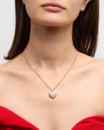 Image 2 of 5: Neiman Marcus Diamonds 18K Rose Gold Small Pave Diamond Heart Pendant on 18" Double Chain, 2.8tcw