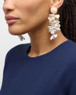 Image 2 of 5: Oscar de la Renta Wooden Flower Cluster Clip-On Earrings