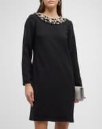 Image 5 of 6: Carolina Herrera Embellished Long-Sleeve Shift Mini Dress