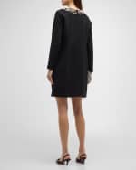Image 3 of 6: Carolina Herrera Embellished Long-Sleeve Shift Mini Dress