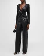 Image 4 of 4: L'Agence Livvy Mid-Rise Straight-Leg Leather Trousers