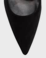 Image 3 of 5: Manolo Blahnik Suede Ankle-Cuff Stiletto Pumps