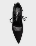 Image 5 of 5: Manolo Blahnik Suede Ankle-Cuff Stiletto Pumps