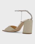 Image 3 of 6: Jimmy Choo Saeda Glitter Crystal Ankle-Strap Sandals