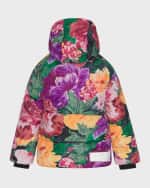 Image 2 of 2: Molo Boy's Halo Floral-Print Ribbed Puffer Jacket, Size 8-14