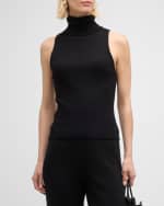 Image 2 of 6: Enza Costa Rib-Knit Sleeveless Turtleneck Sweater
