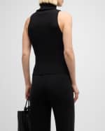 Image 4 of 6: Enza Costa Rib-Knit Sleeveless Turtleneck Sweater