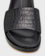 Image 3 of 5: Giuseppe Zanotti Men's Gz-indi Brazileiro Croc-Effect Leather Slide Sandals