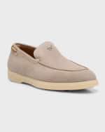 Image 4 of 5: Giuseppe Zanotti Men's Suede Metal Logo Moccasin Loafers