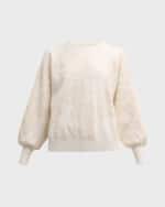 Image 2 of 6: Marella Isernia Blouson-Sleeve Floral Jacquard Sweater