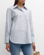 Image 2 of 6: Marella Ignazio Striped Button-Down Cotton Poplin Shirt
