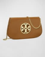 Image 2 of 4: Tory Burch Reva Flap Leather Clutch Bag