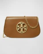 Image 1 of 4: Tory Burch Reva Flap Leather Clutch Bag