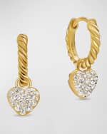 Image 4 of 5: David Yurman Petite Interchangeable Pave Heart Earrings in 18K Gold with Diamonds, 16.4mm