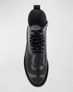 Image 4 of 4: Karl Lagerfeld Paris Men's Box Leather Combat Boots