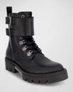Image 2 of 4: Karl Lagerfeld Paris Men's Double-Buckle Monk Leather Combat Boots