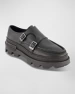 Image 2 of 4: Karl Lagerfeld Paris Men's Lug Sole Double Monk Strap Loafers