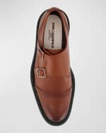 Image 4 of 4: Karl Lagerfeld Paris Men's Cap Toe Double Monk Strap Loafers