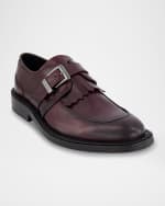 Image 2 of 4: Karl Lagerfeld Paris Men's Leather Fringe Single Monk Strap Loafers