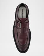 Image 4 of 4: Karl Lagerfeld Paris Men's Leather Fringe Single Monk Strap Loafers