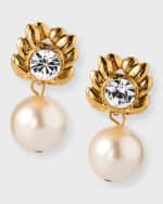 Image 1 of 5: Oscar de la Renta Crystal Pearl Drop Earrings