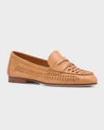 Image 5 of 6: Veronica Beard Woven Leather Penny Loafers
