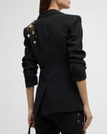 Image 5 of 6: Cinq a Sept Cheyenne Sequin Flower Scrunched Blazer