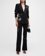 Image 5 of 6: Cinq a Sept Kingsley Sequin Flower Straight-Leg Pants