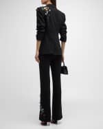 Image 3 of 6: Cinq a Sept Kingsley Sequin Flower Straight-Leg Pants