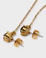 Image 3 of 5: Oscar de la Renta Crystal Pave Ball Drop Earrings