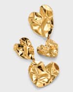 Image 4 of 5: Oscar de la Renta Stacked Crushed Heart Earrings
