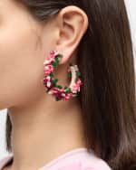 Image 2 of 5: Oscar de la Renta Flower Cluster Hoop Earrings