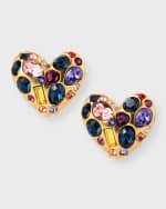 Image 1 of 5: Oscar de la Renta Gemstone Heart Clip-On Earrings