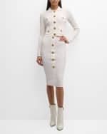 Image 5 of 6: Balmain 5-Button See-Through Knit Midi Skirt