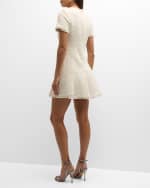 Image 3 of 6: Cinq a Sept Nova Cotton Boucle Pleated Mini Dress