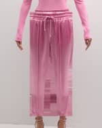 Image 1 of 5: Cinq a Sept Adalie Cropped Drawstring Satin Pants