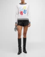 Image 5 of 6: Alice + Olivia Albina Crochet Text Raglan Pullover