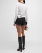 Image 3 of 6: Alice + Olivia Albina Crochet Text Raglan Pullover