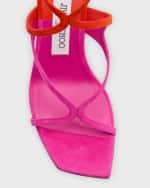 Image 4 of 6: Jimmy Choo Azie Bicolor Suede Ankle-Strap Sandals