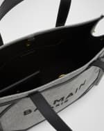 Image 5 of 6: Balmain B Army Medium Shopper Tote Bag in Canvas with Leather Handles