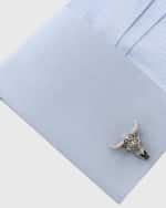 Image 5 of 5: Cufflinks Inc. Men's Antique Stainless Steel Carved Cow's Skull Cufflinks